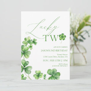 Invitación Día de San Patricio verde Cumpleaños de dos años a