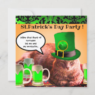 INVITACIÓN DÍA DE SAN PATRICIOS GATO SOMBRERO DUENDE CERVEZA