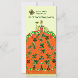 INVITACIÓN DÍA DE SAN PATRICIOS PARTY LADY NARANJA CON TRÉBOL