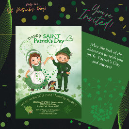 Invitación DÍA DE SAN PATRICKS Dancing Leprechauns dibujado a