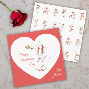 Invitación Día de San Valentín Antiguo Niña y Pájaro Lindo Co