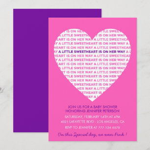 Invitación Día de San Valentín baby shower Rosa pequeño coraz