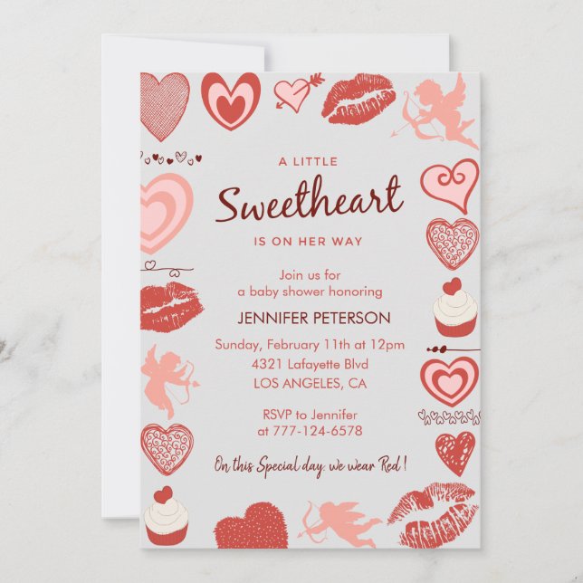 Invitación Día de San Valentín bebé ducha un poco cariño (Anverso)