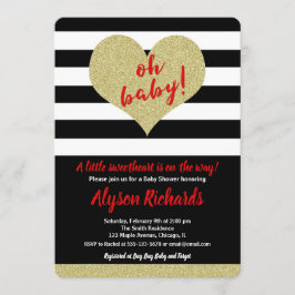 Invitación Día de San Valentín blanco rojo ducha bebé