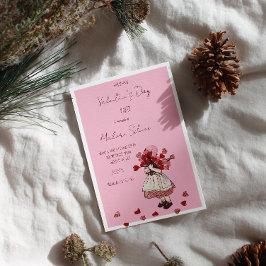 Invitación Día de San Valentín - Chica Vintage con Ramo de Co