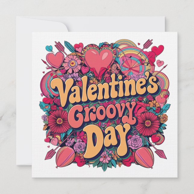 Invitación Día de San Valentín, clipart retro (Anverso)