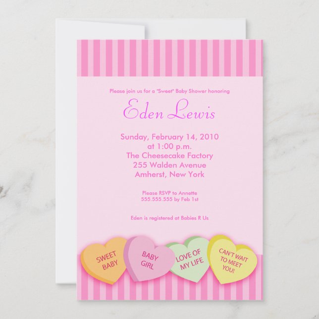 Invitación Día de San Valentín Conversation Heart Baby Shower (Anverso)
