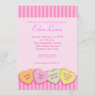 Invitación Día de San Valentín Conversation Heart Baby Shower