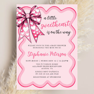 Invitación Día de San Valentín Coqueta Rosa con Lazo Baby Sho