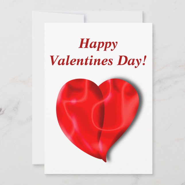 Invitación ¡día de San Valentín! Corazón rojo brillante, amor (Anverso)