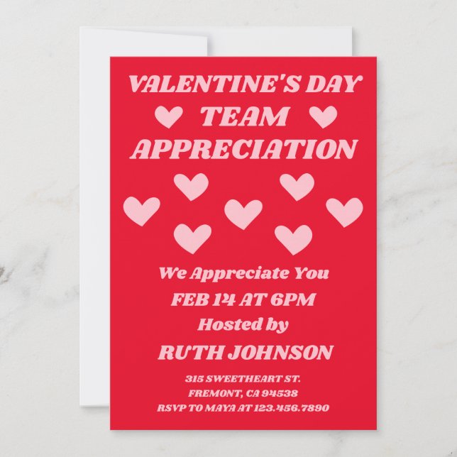 Invitación Día de San Valentín de Agradecimiento al Equipo (Anverso)
