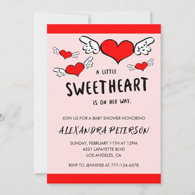 Invitación Día de San Valentín de bebés ducha recién nacidos (Anverso)