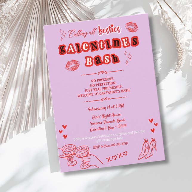 Invitación Día de San Valentín de Galentines Dibujado a Mano  (Subido por el creador)