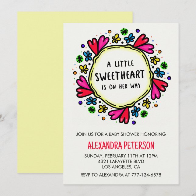 Invitación Día de San Valentín de la ducha de bebé corazón ca (Anverso / Reverso)