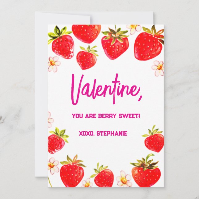 Invitación Día de San Valentín de niños Fresa Dulce (Anverso)