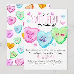 Invitación Día de San Valentín dulce caramelo bebé ducha invi