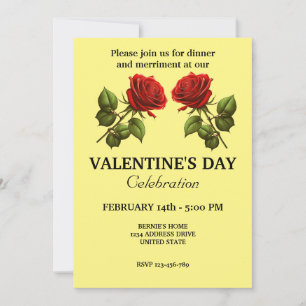 INVITACIÓN DÍA DE SAN VALENTÍN FIESTA CON AMABLES 2 ROSAS