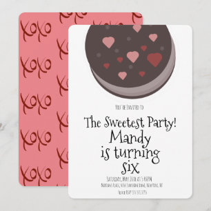 Invitación Día de San Valentín Fiesta Cute Cookie Heart XOXOX