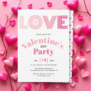 Invitación Día de San Valentín fiesta de corazones de amor ro