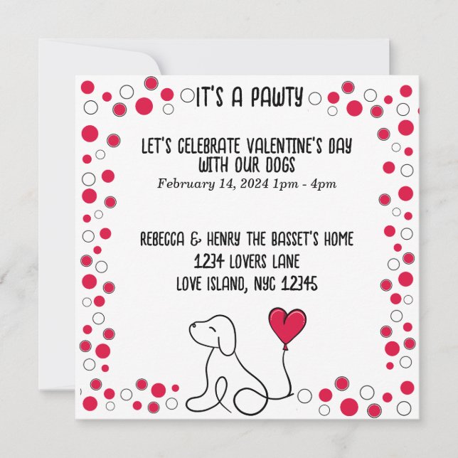 Invitación Día de San Valentín Fiesta de perros en el Día de  (Anverso)