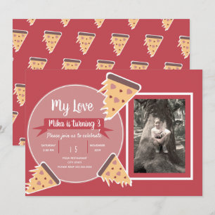Invitación Día de San Valentín Fiesta Pizza Fiesta de niños f
