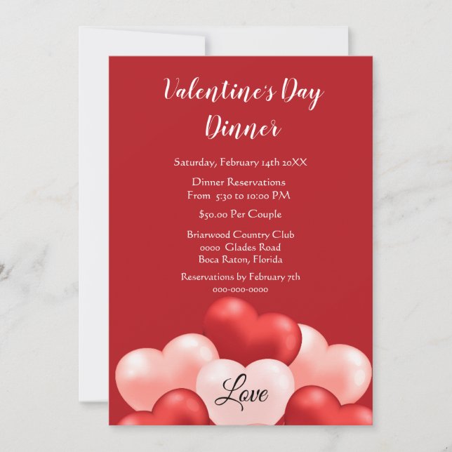 Invitación Día de San Valentín Negocio / Caridad (Anverso)