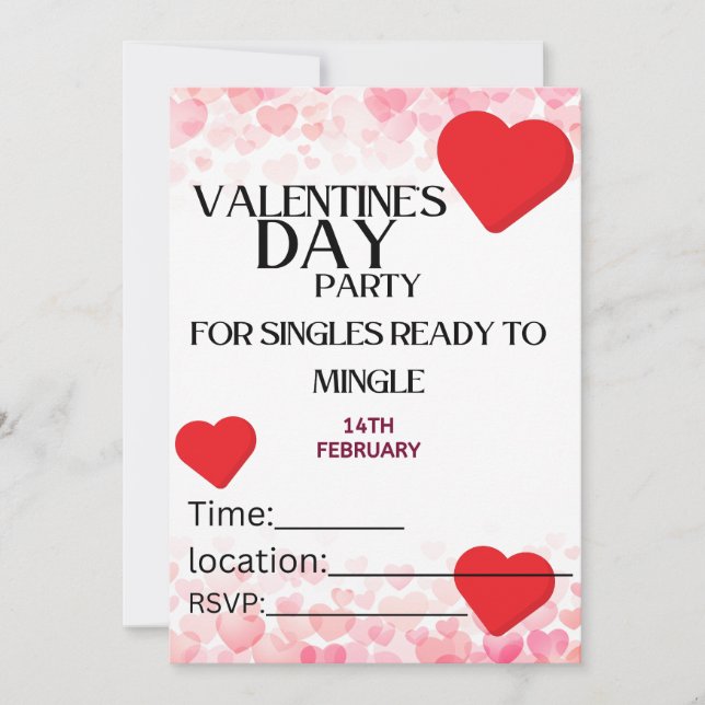 Invitación día de San Valentín para personas solte (Anverso)
