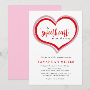 Invitación Día de San Valentín Pequeño Cariño Rosa Baby Showe