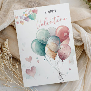 Invitación Día de San Valentín romántico con globos y corazon