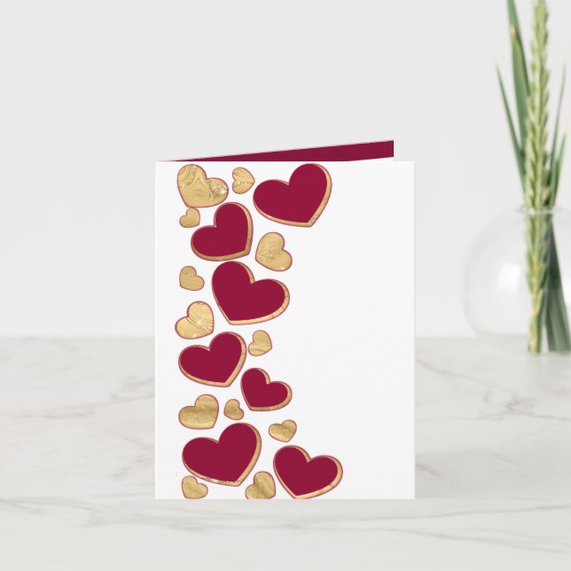 Invitación Día de San Valentín Romántico | Corazón Burgundy y (Anverso)