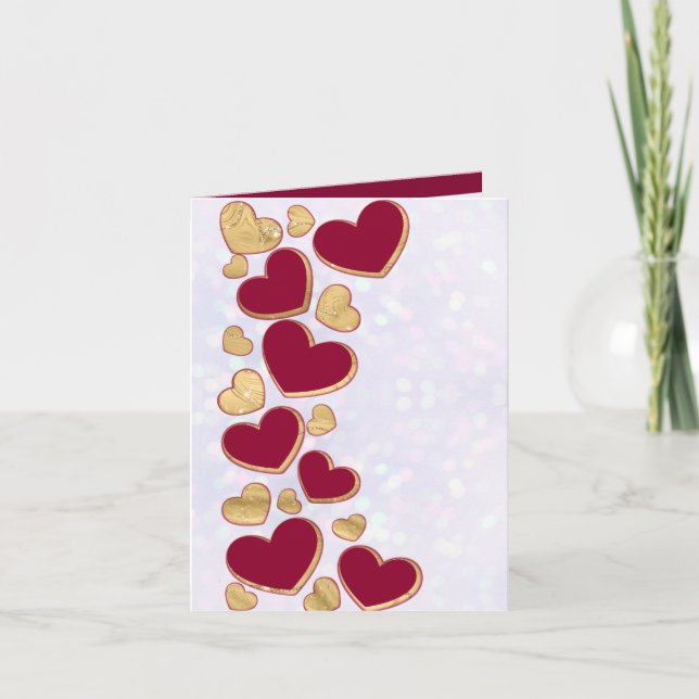 Invitación Día de San Valentín Romántico | Corazón Burgundy y (Anverso)