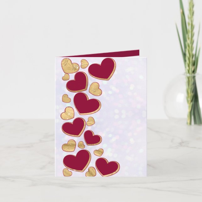 Invitación Día de San Valentín Romántico | Corazón Burgundy y (Anverso)