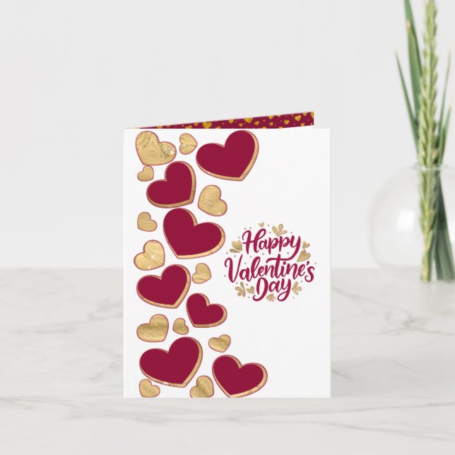 Invitación Día de San Valentín Romántico | Corazón Burgundy y (Anverso)