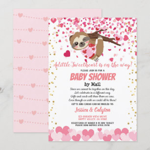 Invitación Día de San Valentín Sloth Chica Baby Shower Por Co