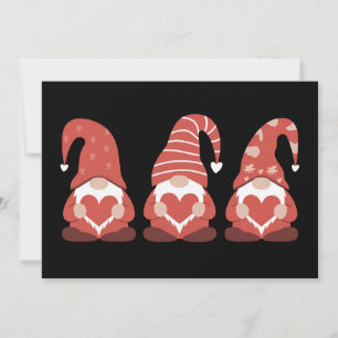 Invitación Día de San Valentín Tres adorables gnomos sostenie