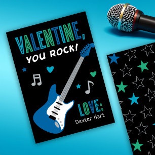 Invitación Día de San Valentín Tú Rocks Guitarra Azul Niños