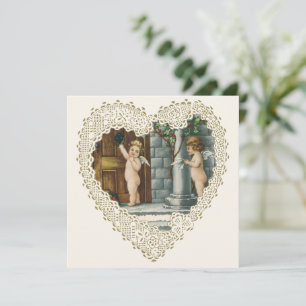 Invitación Día de San Valentín Victoriano, Ángeles Antiguos c