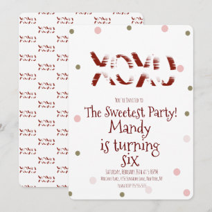 Invitación Día de San Valentín XOXO Abrazos Besos Confeti Pun