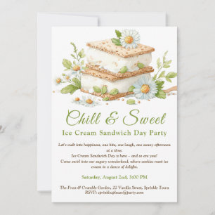 Invitación Día de Sándwich de Helado de Pistacho Acuarela