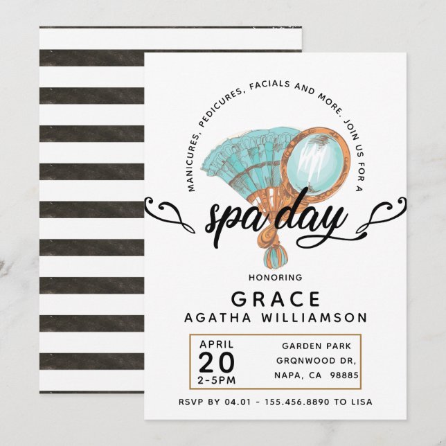 Invitación Día de Spa Antiguo (Anverso / Reverso)