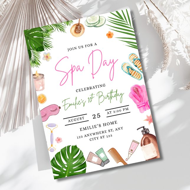 Invitación Día de Spa Cumpleaños Chicas Fiesta de Mimos Spa G (Subido por el creador)