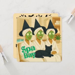 Invitación Día de Spa de Bruja Humor Divertido