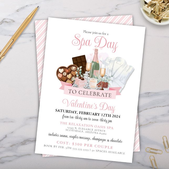 Invitación Día de Spa de Chocolate con Champán Glamuroso de S (Elegant glamorous chocolate spa day champagne pamper me party invitation for Valentine's Day party)