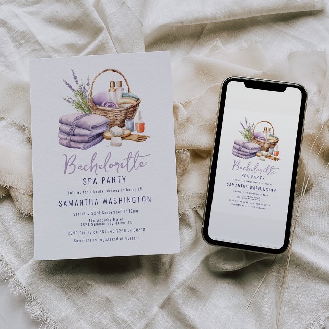 Invitación Día de Spa de Lavanda Despedida de Soltera (Subido por el creador)