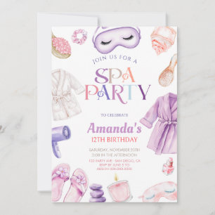 Invitación Día de Spa Elegante Fiesta de Cumpleaños de Chicas