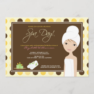 Invitación Día de Spa Polka-puntos Bridal Shower Invite (amar