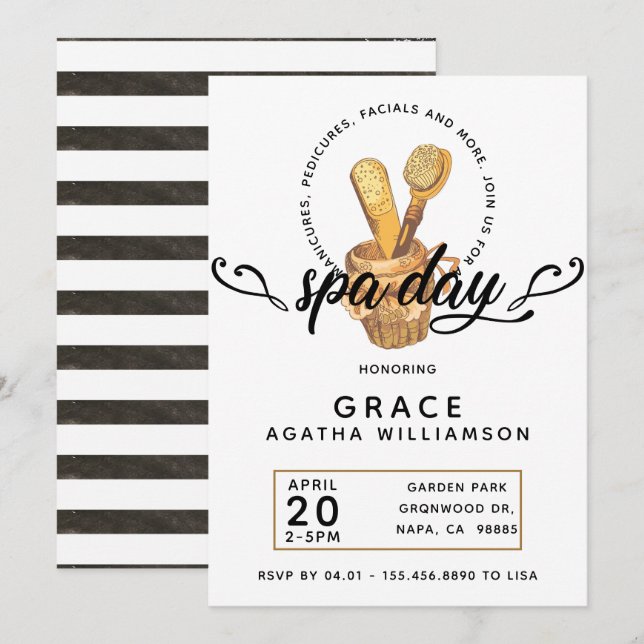 Invitación Día de Spa Vintage (Anverso / Reverso)