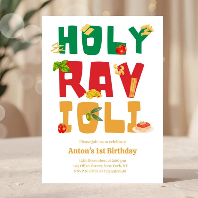 Invitación Día del Aniversario de la Santa Ravioli (holy ravioli adult birthday party, italian birthday party, pasta birthday party, italian restaurant )
