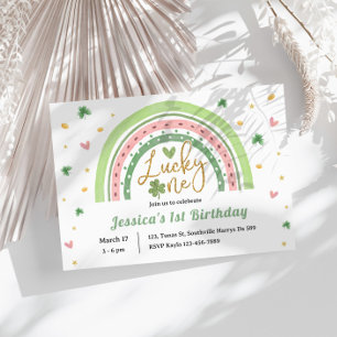 Invitación Día del Arcoiris Arcoiris Lucky Un primer cumpleañ