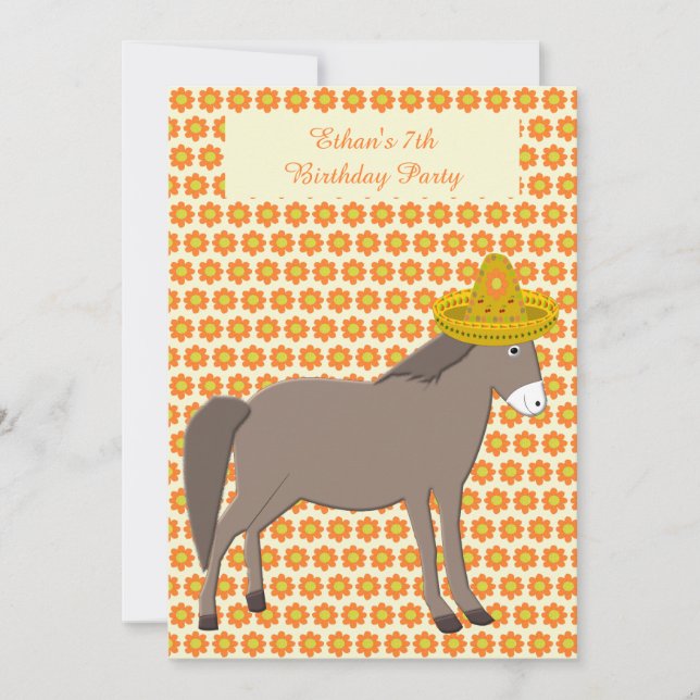 Invitación Día del burro mexicano en la fiesta de cumpleaños  (Anverso)